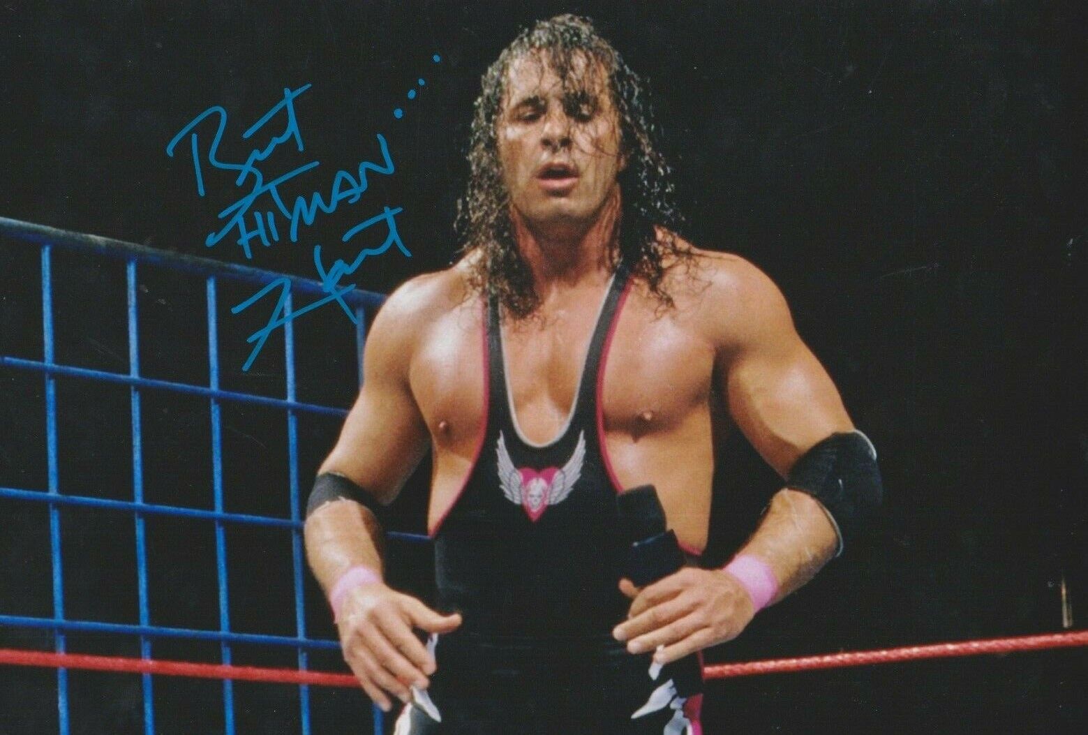 Bret Hitman Hart **HAND SIGNED** 8x12 Photo Poster painting ~ AUTOGRAPHED ~ WWE / WWF