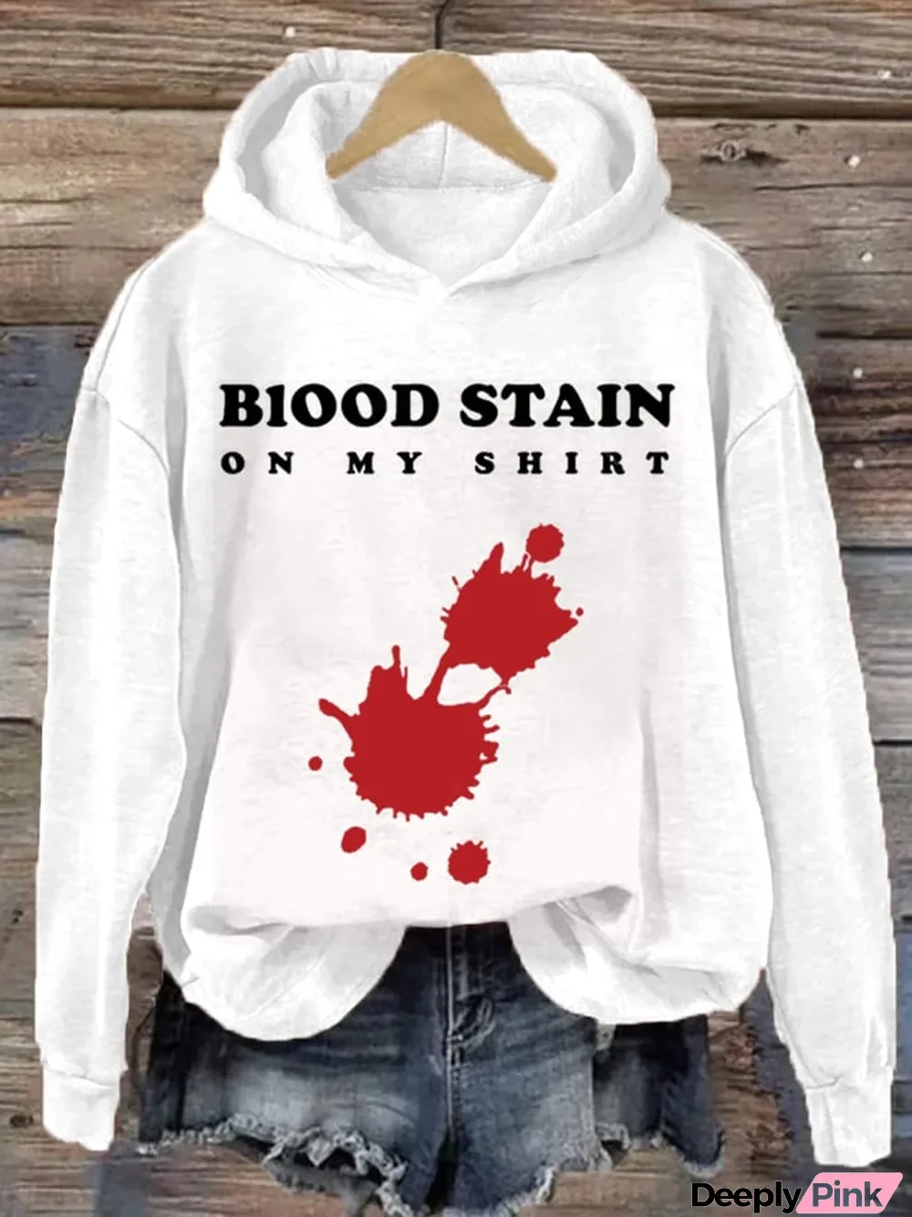 Women's Halloween Blood Stain On My Shirt Printed Hoodie