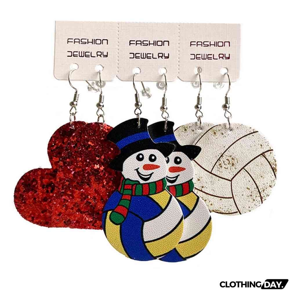 Snowman, Ball, and Heart Earrings Set
