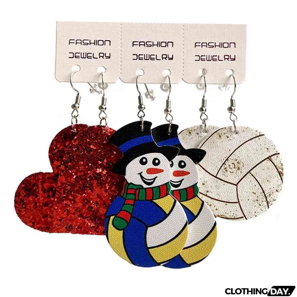 Snowman, Ball, and Heart Earrings Set