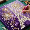 Kits d&rsquo;art de peinture en perles maison maison Tour Eiffel pour d&eacute;co int&eacute;rieure adulte 25x25cm avec cadre