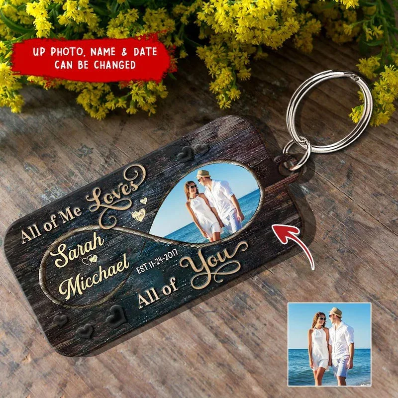 Personalized All Of Me Loves All Of You Wooden Keychain