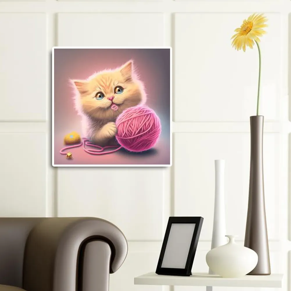 DIY Paint By Number 40*40cm - Cat Playing With Yarn