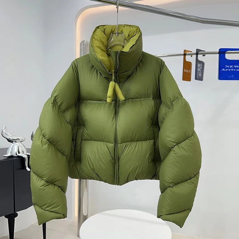 Toloer High-End White Duck Velvet Contrast Color Bread Clothing Women Winter New Puffs Feeling More Thick Loose Couples Fashion Coat Tide-Outfit Ideas