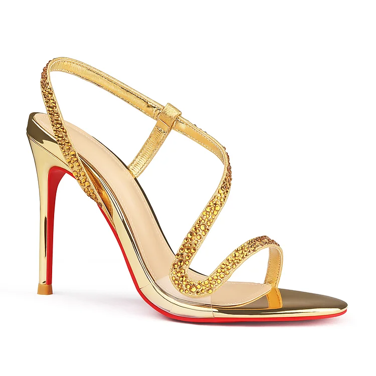 100mm Spotlight Wavy Straps Sandals Red Bottom Stilettos Vocosi VOCOSI