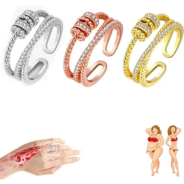 JANSIO Threanic Triple-Spin Ring, Feelief Zirconica Triple Fidget Ring, Threanic Triple-Spin Ring, to My Daughter Fidget Anti Anxiety Ring, Self Soothing Ring. (3 Color)