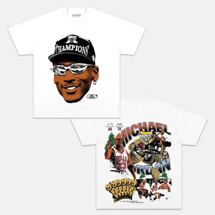 Michael Jordan Bulls 6 Time NBA Champion & A Game Changer Game Changer Printed Men's T-shirt