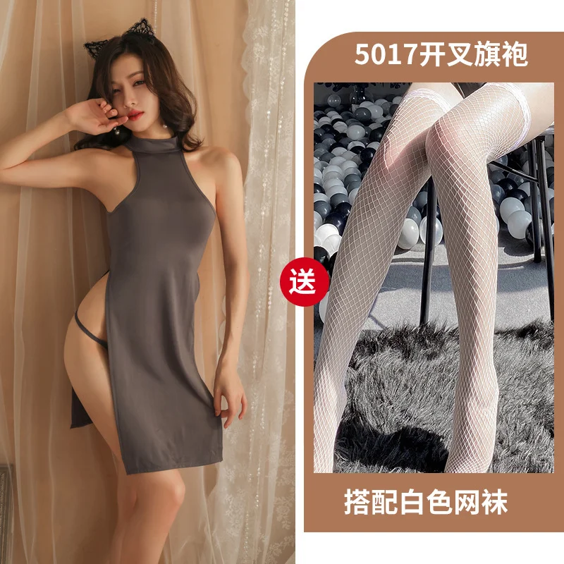 Uveng Night Swear Ti Ti's Tidi Tani Lingerie Pure Lingerie Passion Side High Open Fork Dress Uniform Seduction Ice Cheongsam