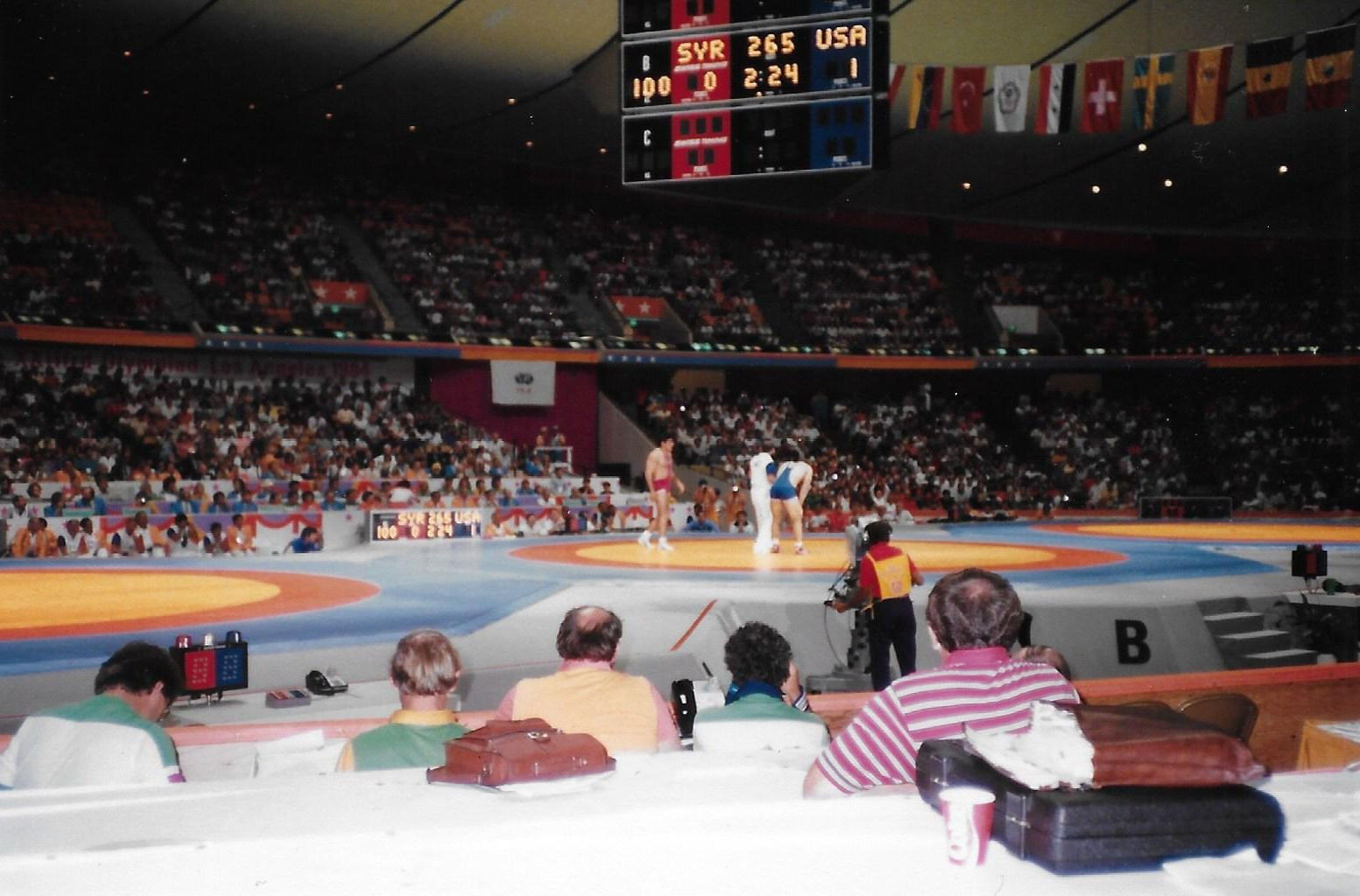 Lou Banach Original 1984 Olympics Candid 3.5x5.2 Photo Poster painting Gold Medal Wrestling Iowa