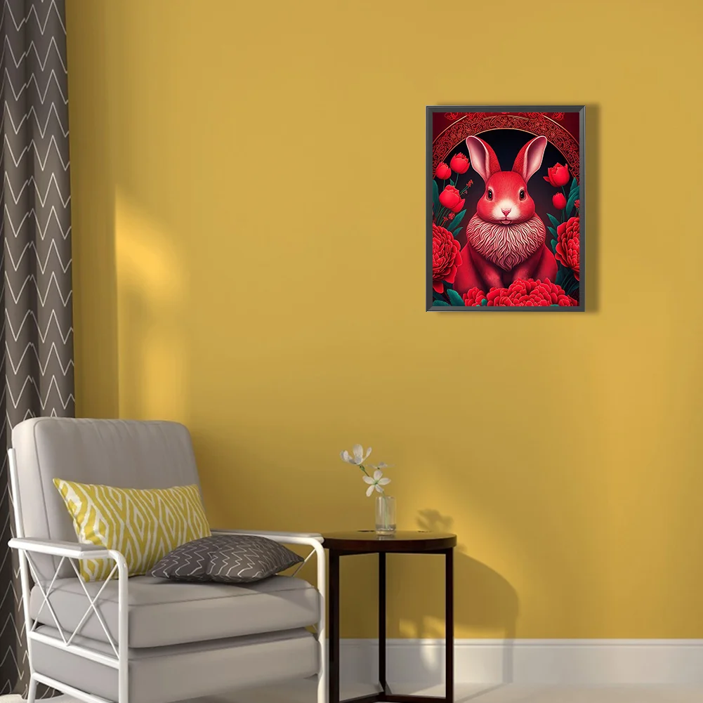 Full Round Diamond Painting 30*40cm - Red Golden Rabbit