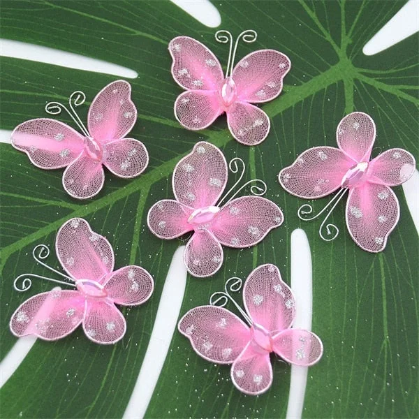 100Pcs  Multicolor Mesh PVC Butterfly 3D Wall Stickers For Girl Kids Baby Rooms Kitchen Fridge Wedding Home Decoration
