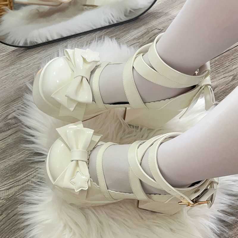 Aiertu shoes Sweet Lolita Shoes round Toe Cute Girl's Shoes Japanese Mary Jane Chunky Heel High Heels Waterproof Platform aiertu