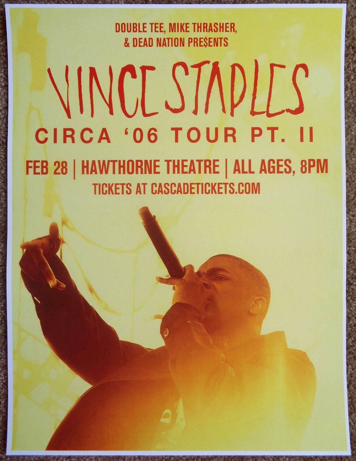 VINCE STAPLES 2016 Gig POSTER Portland Oregon Concert