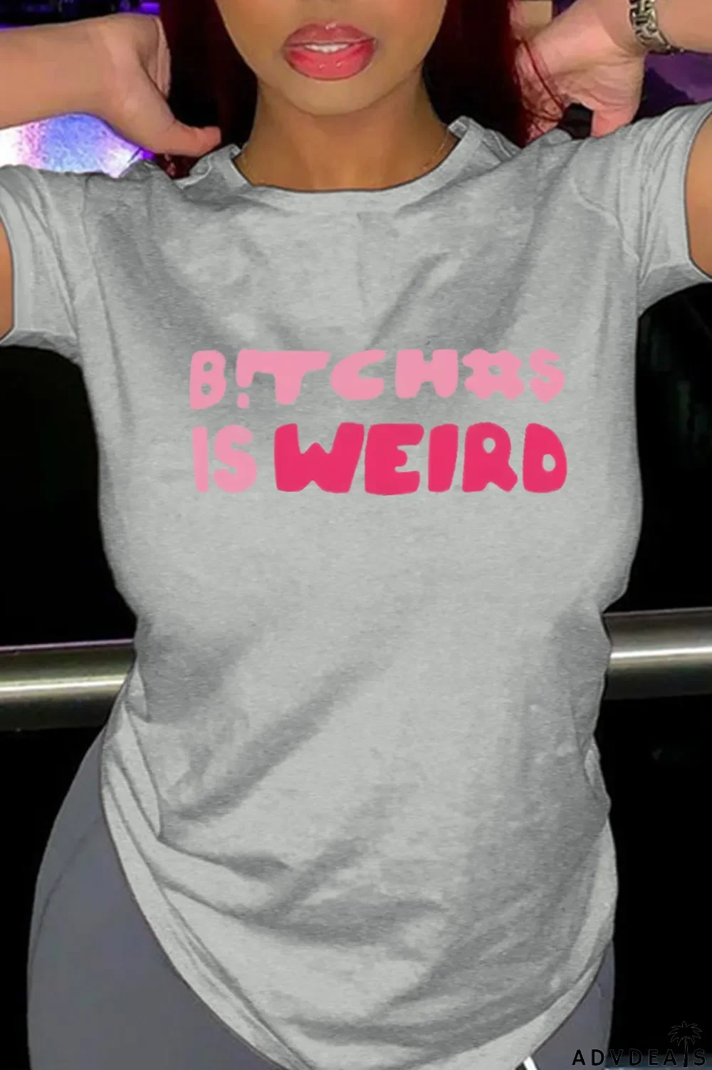 Red Fashion Street Print Letter O Neck T-Shirts