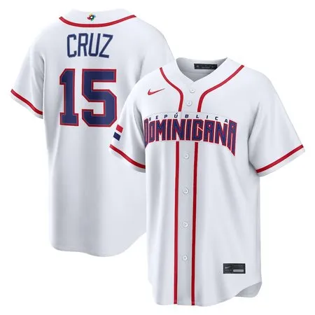 Youth Dominican Republic Baseball #15 Oneil Cruz White 2026 World Baseball Classic Home Stadium Jersey