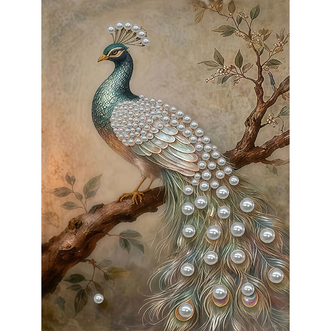Peacock - DIY Pearl Diamond Art Kit With Frame 30*40cm