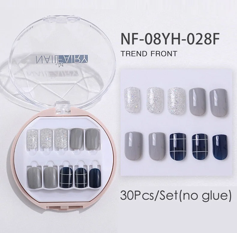 Fake Nails Press Coffin False with Glue Set Packaging Full Artificial Short Kiss Detachable Stick Designs Art Tipsy Cover Box-Nail Inspo