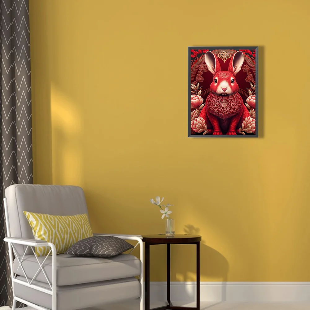 Full Round Diamond Painting 30*40cm - Red Golden Rabbit