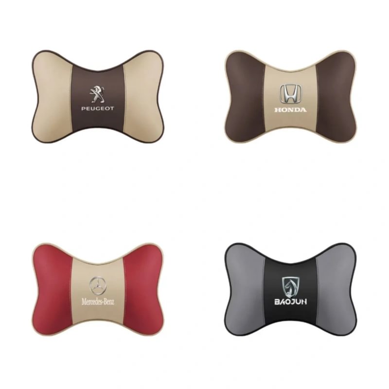 Comfortable leather car headrest with neck support