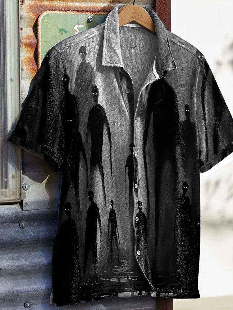Mist Ghost Print Casual Shirt