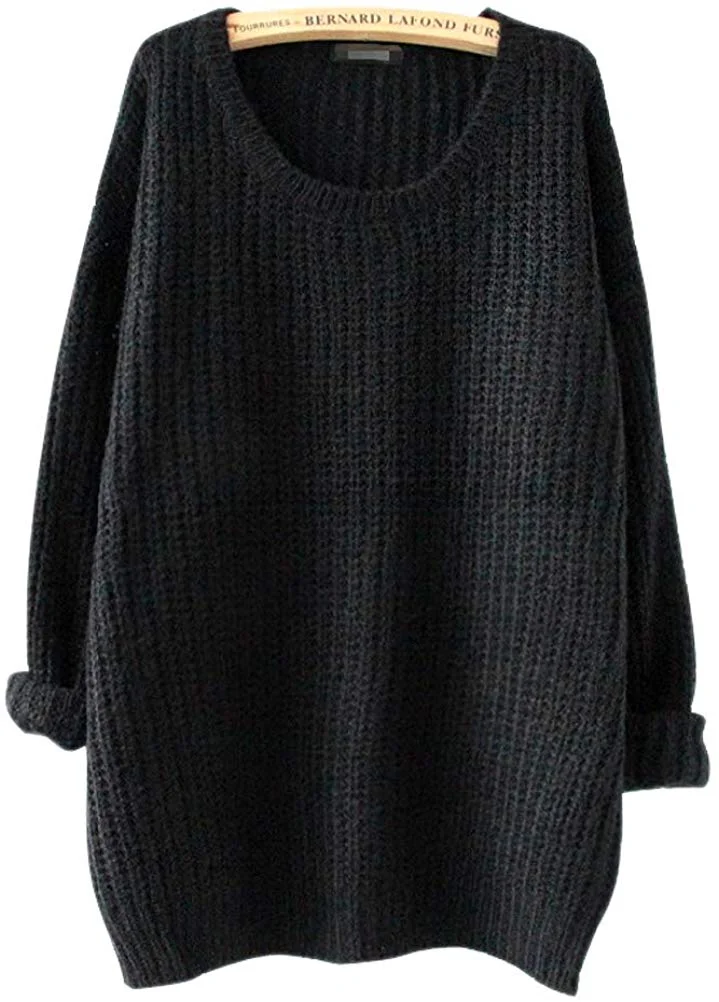 Women's Fashion Oversized Knitted Crewneck Casual Pullovers Sweater