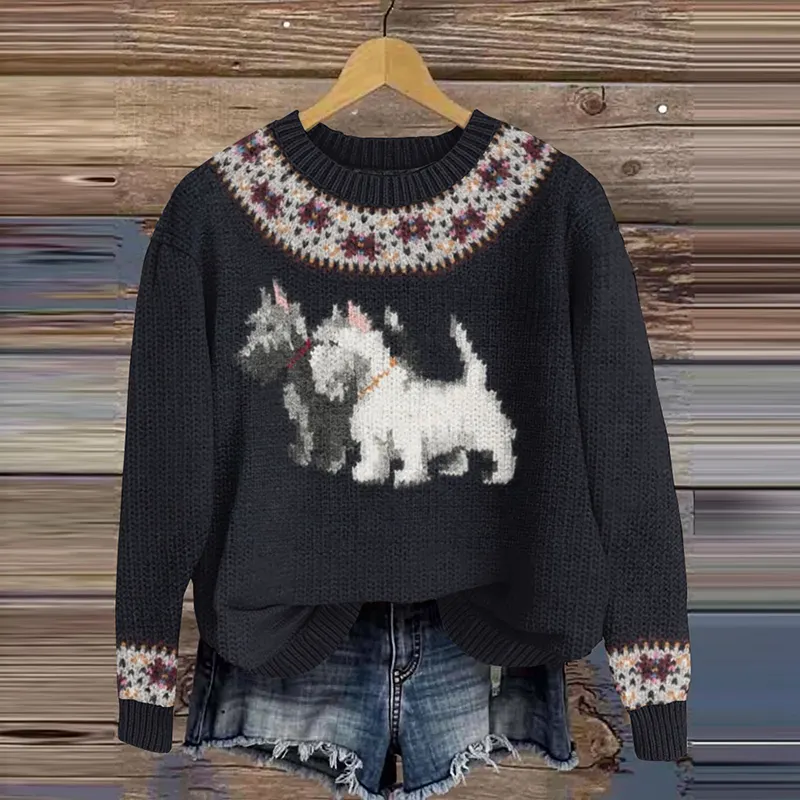 Vintage Funny Puppy Knitted Icelandic Sweater