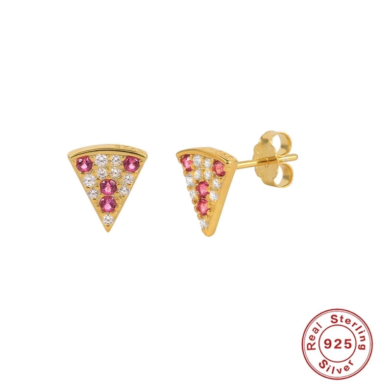 1 Pair 925 Sterling Silver Artificial Gemstones Fruit Ear Studs