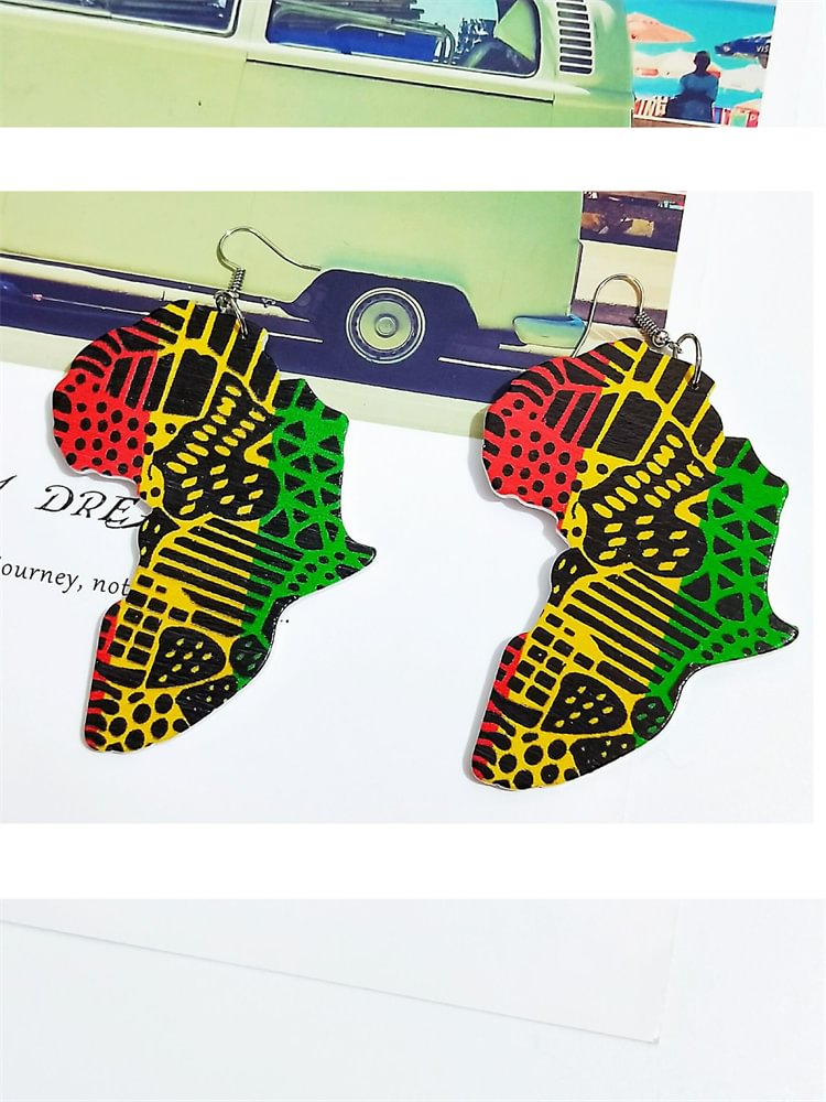 Comstylish Africa Map Black Pride Wooden Earrings