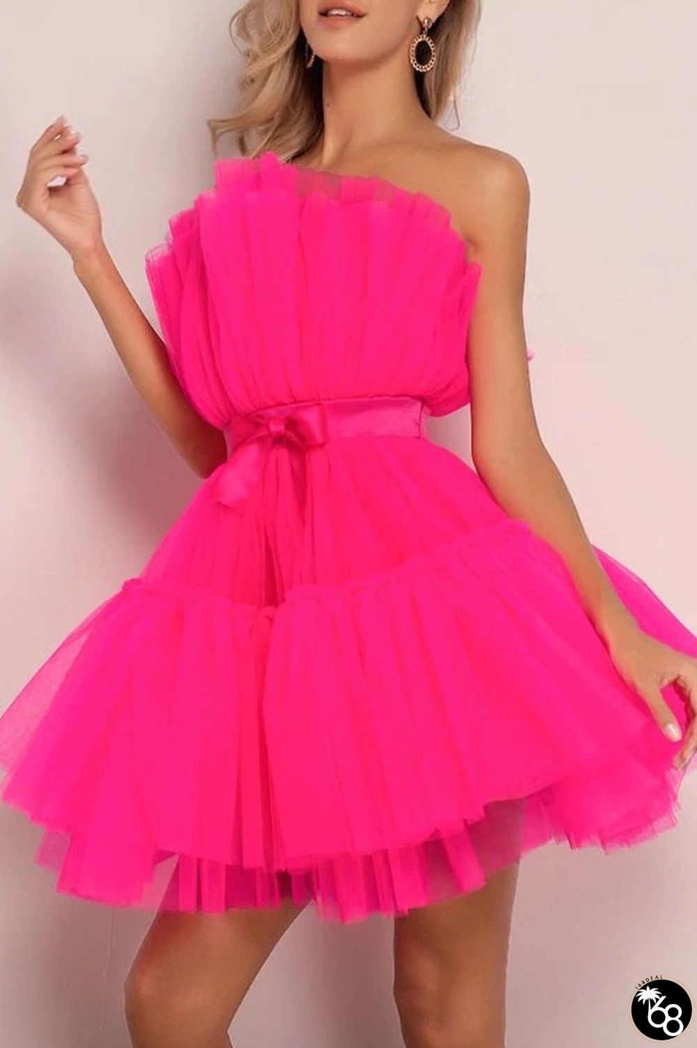 Rose Red Sexy Elegant Solid Patchwork Strapless Princess Dresses | 168DEAL