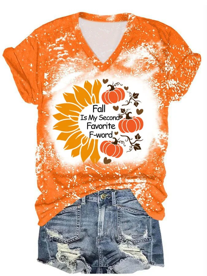 Women's Fall Is My Second Favorite F-word Print Short Sleeve T-Shirt