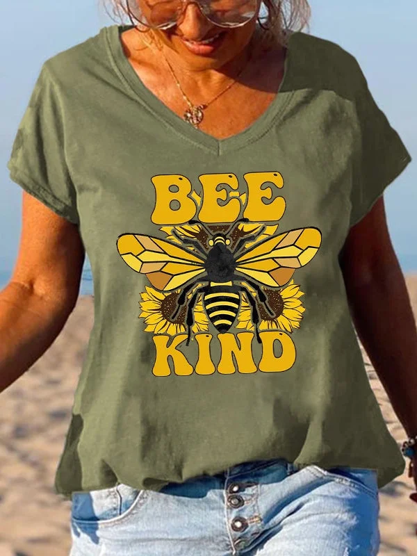 Short Sleeve Loose Be Kind Letter Printed T-shirt