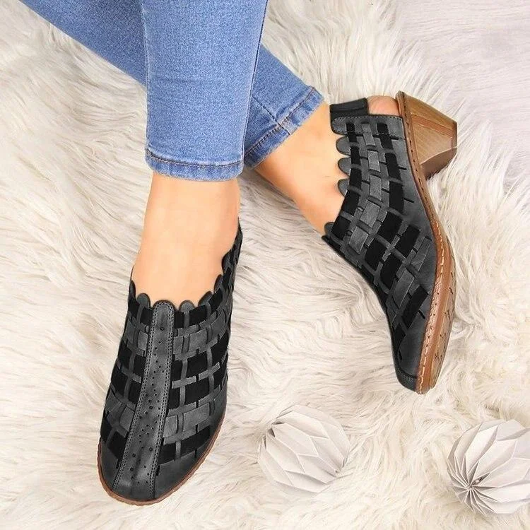 2022 Ankle Boots For Women Casual Shallow Slip-on Pointed Toe Low Heels Shoes Woman Big Size Pu Leather Zapatos De Muje 1202