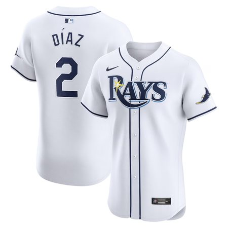 Men's Tampa Bay Rays #2 Yandy Diaz  White Home Elite Player Jersey