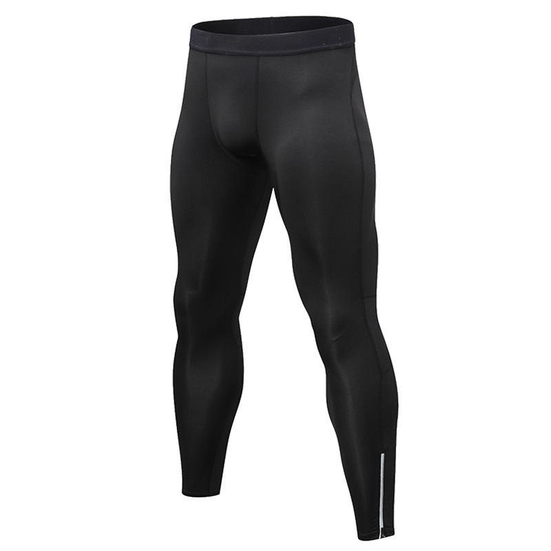 Men's Sports Trousers Zipper Reflective Night Running Fitness Exercise Training Stretch Quick-drying Tights
