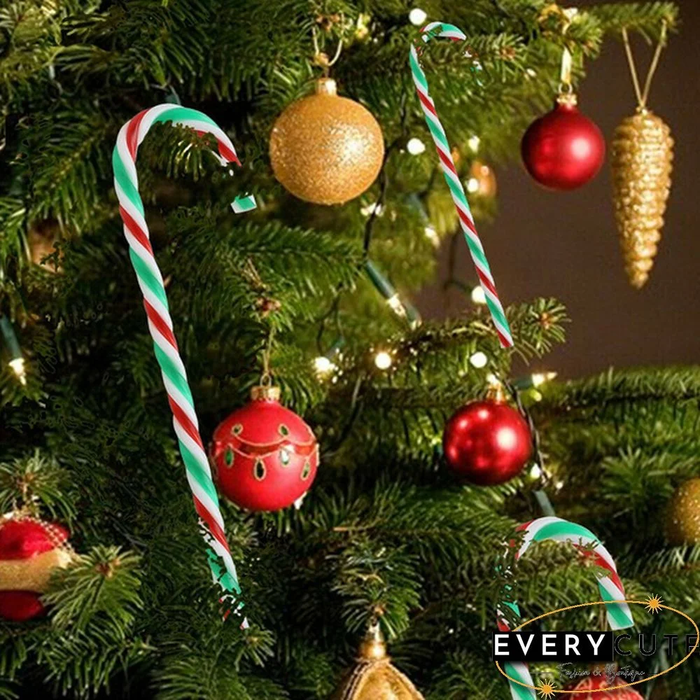 10Pcs Plastic Candy Cane ChristmasTree Decoration Christmas Tree Ornament Striped Candy Cane Sticks Pendant Holiday Ornaments
