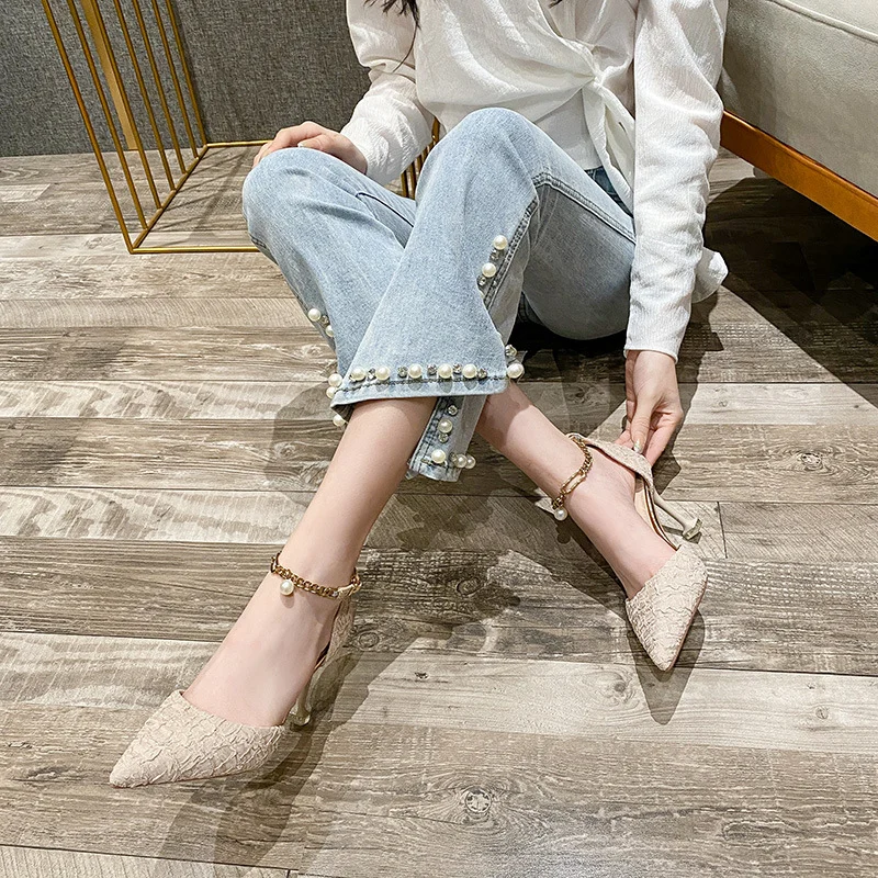 Churchf Churchf 2023 Spring / Summer New Korean Version Of The Wedding Banquet Sandals Female Cat Heel