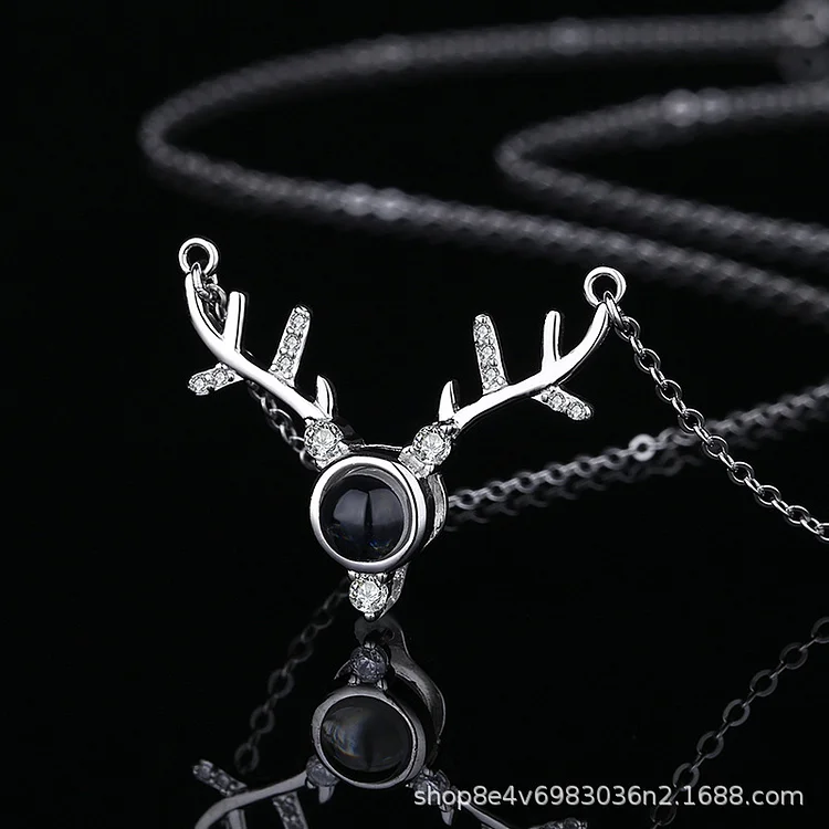 Casual Black Diamond Antlers Necklace  Flycurvy [product_label]