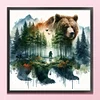 Watercolor Forest Bear-11CT Stamped Cross Stitch 50*50cm/19.69*19.69in