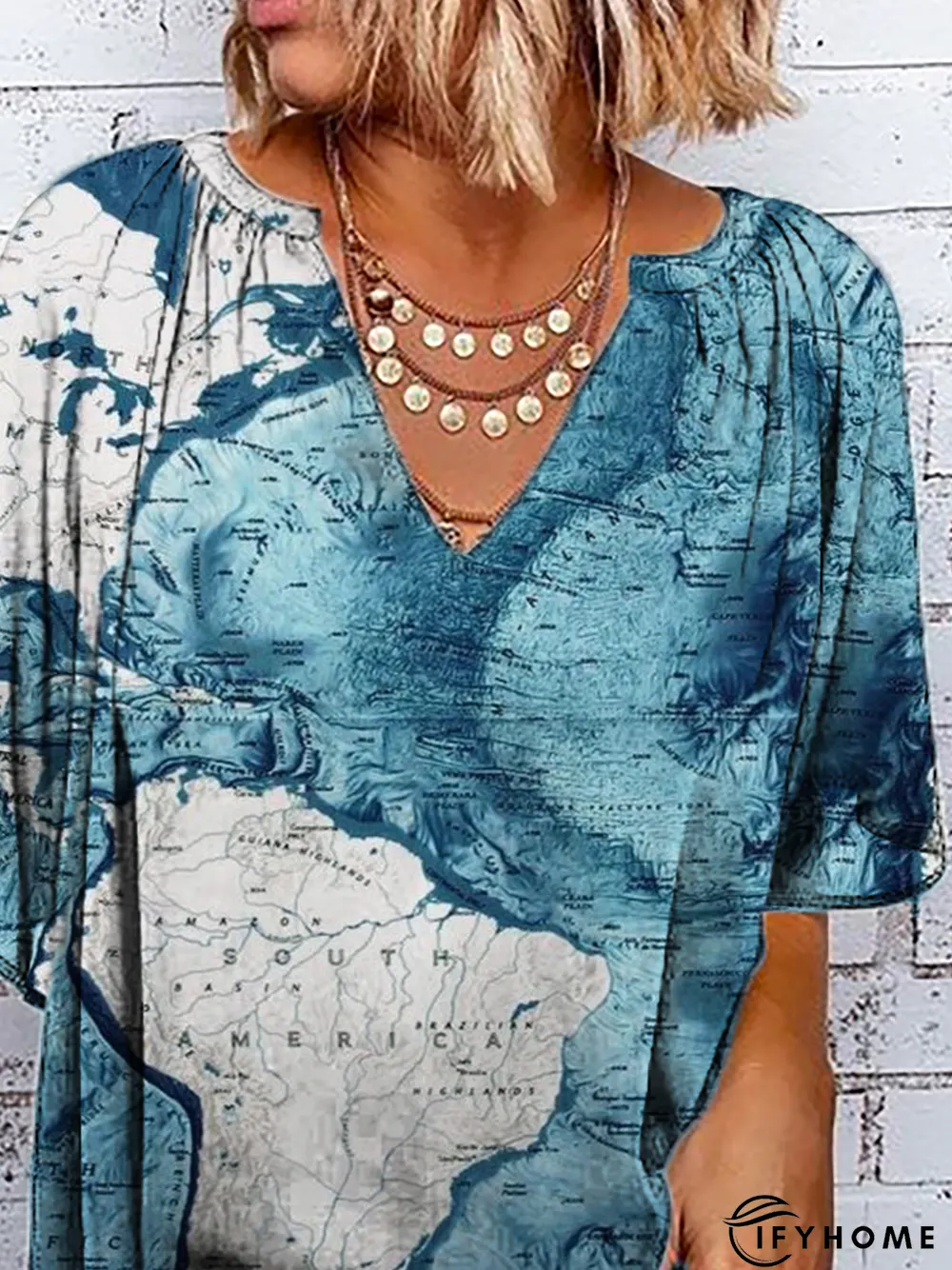 Short Sleeve Holiday Printed Top | IFYHOME