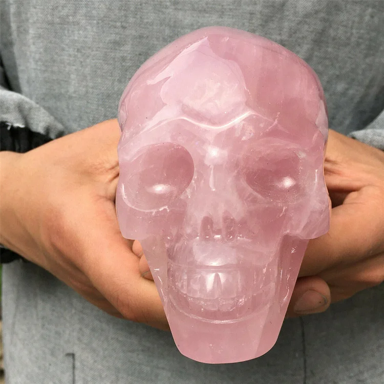 Natural Rose Quartz Crystal Skull Decoration
