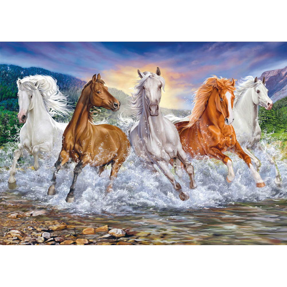 

(Multi-Size) Grassland Horses - Round/Square Drill Diamond Painting - 40*30CM, Square diamond 40*50cm, 501 Original