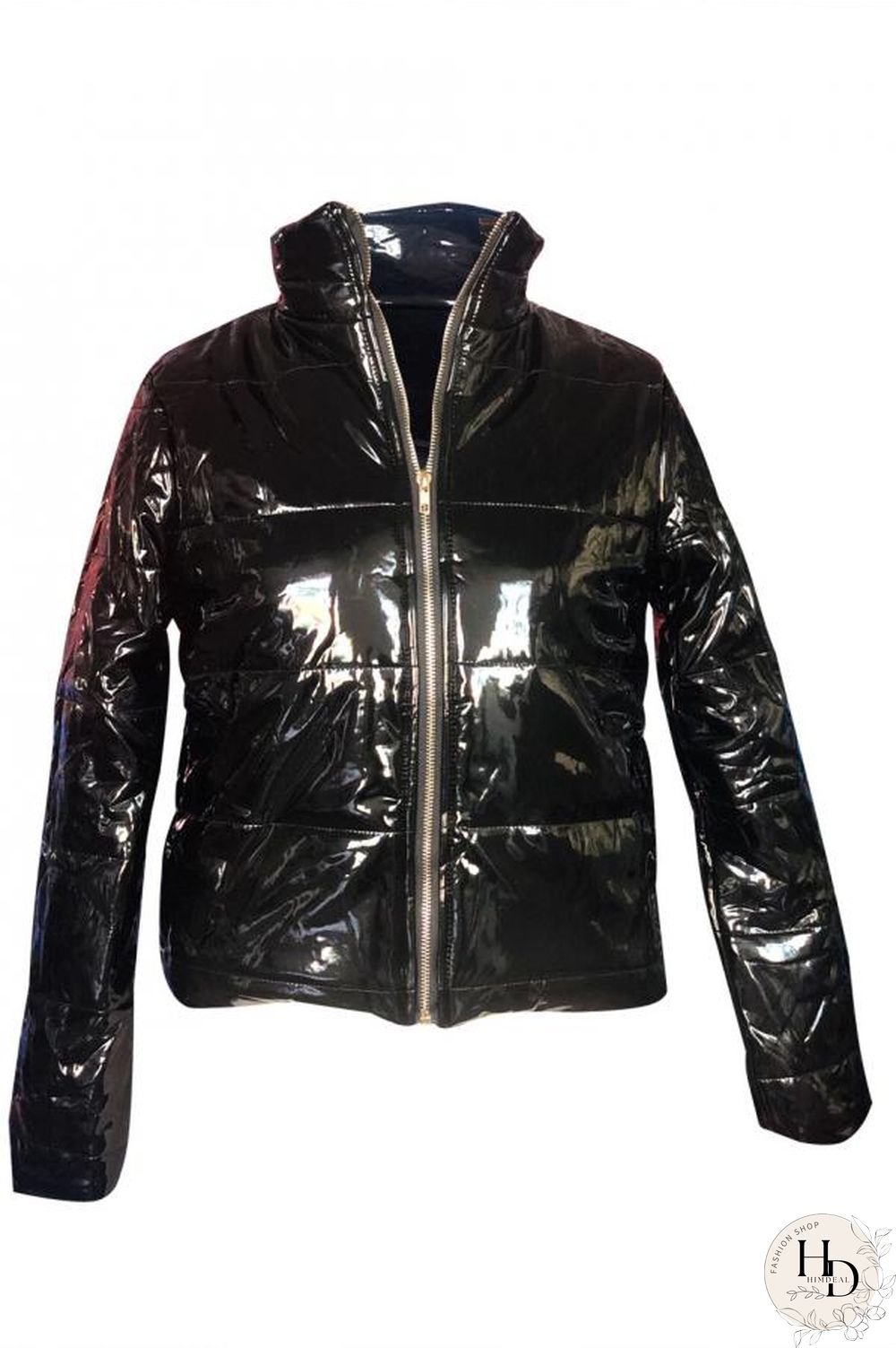 Red Turndown Collar Solid PU Long Sleeve