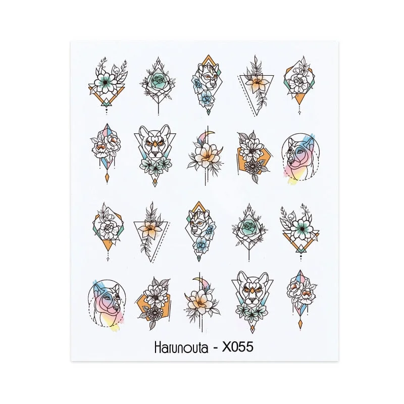 Harunouta Spring Water Nail Decal And Sticker Flower Leaf Tree Green Simple Summer DIY Slider For Manicuring Nail Art Watermark