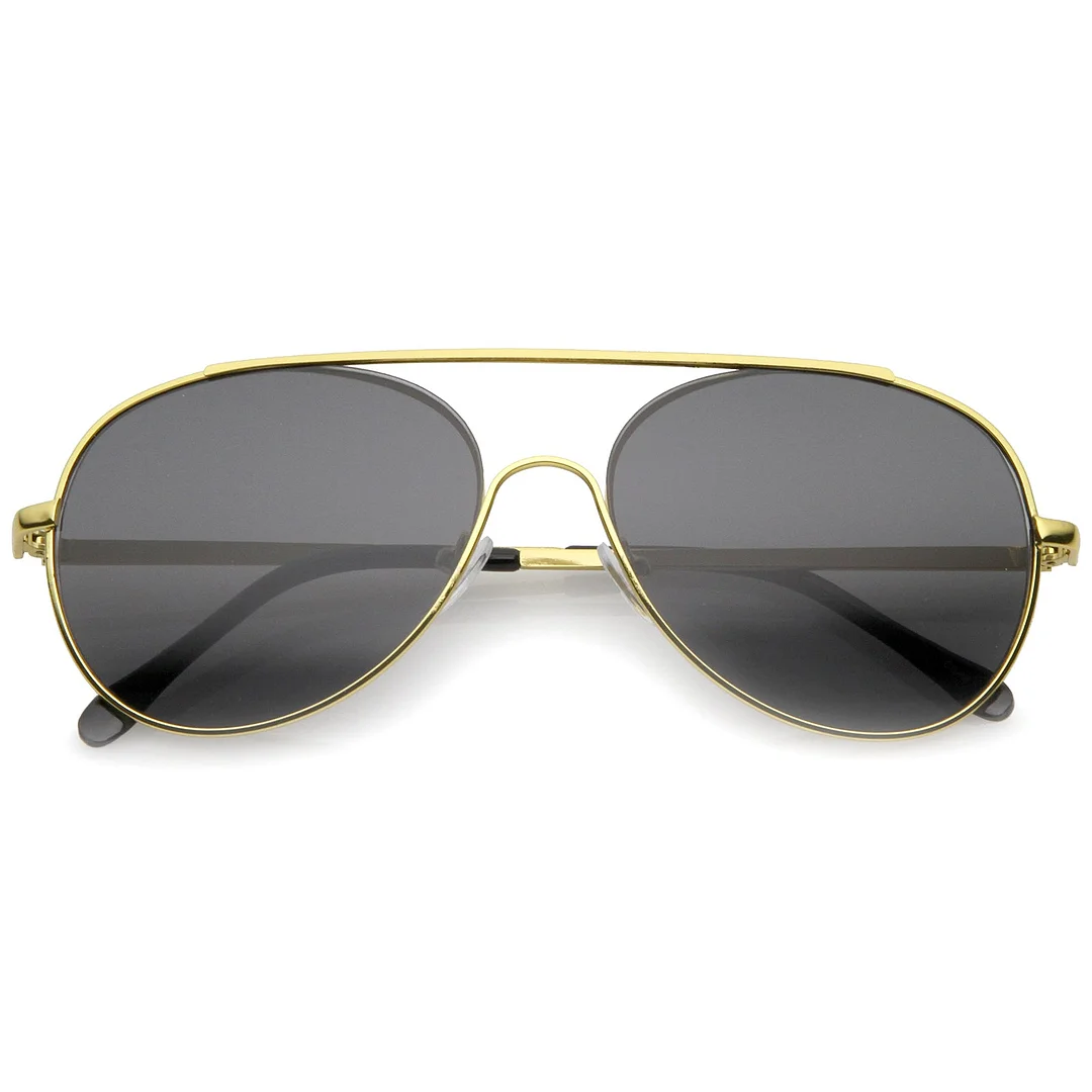 Classic Brow Bar Semi-Rimless Lens Aviator glasses 57mm