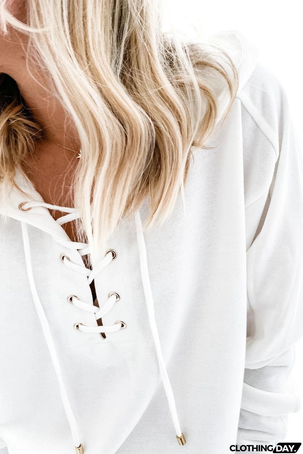 Casual Solid Color Lace-up Hoodie