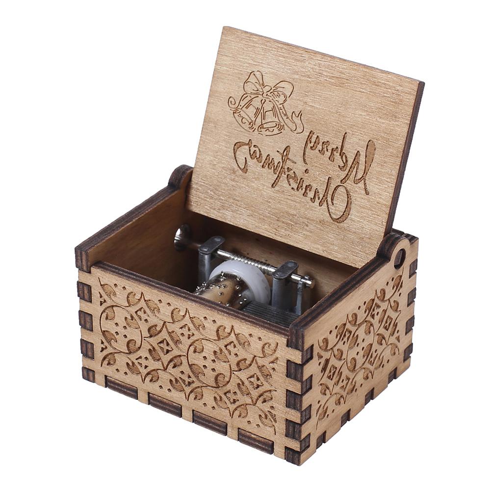

Retro Wooden Merry Christmas Music Box Storage Box Ornament Gift, Camel, 501 Original