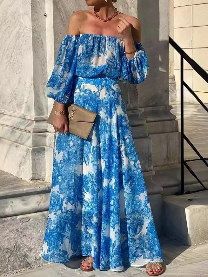 Elegant One-shoulder Printed High-waisted Dress | Oxredo Shop Ramadan Sale