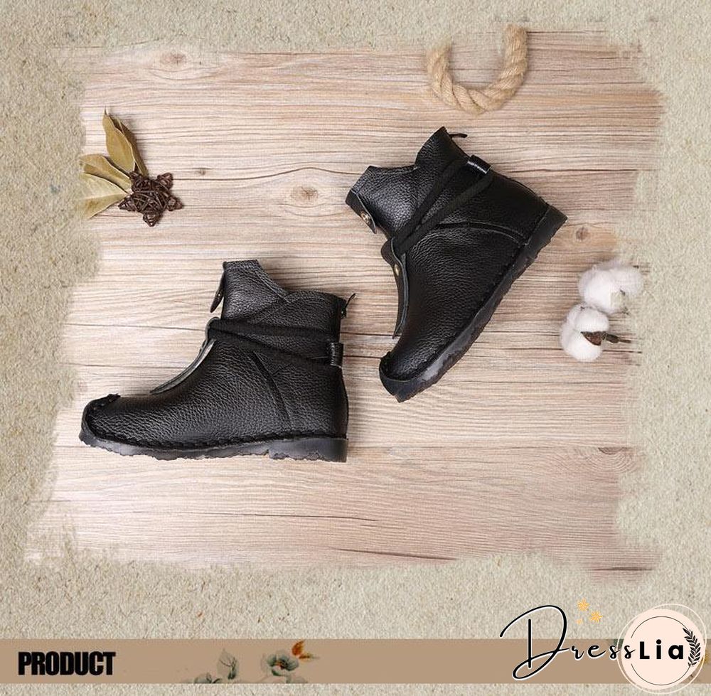 Women Genuine Leather High Quality Fashion Short Flats Ankle Boots