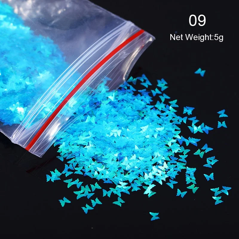 1 Bag Nail Sequins Butterfly Design 3D Glitter Colorful Nail Flakes iridescent Palliette Spangle Decoration Nail Art Sticker