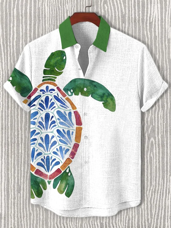 Men's Sea Turtle Watercolor Art Print Shirt